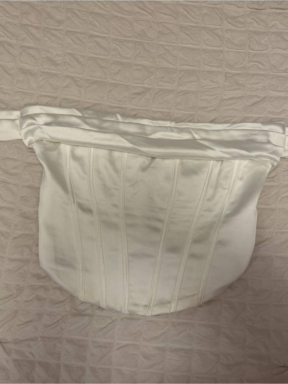 White Fox Boutique Off-Shoulder Satin Corset Tank Top - White
